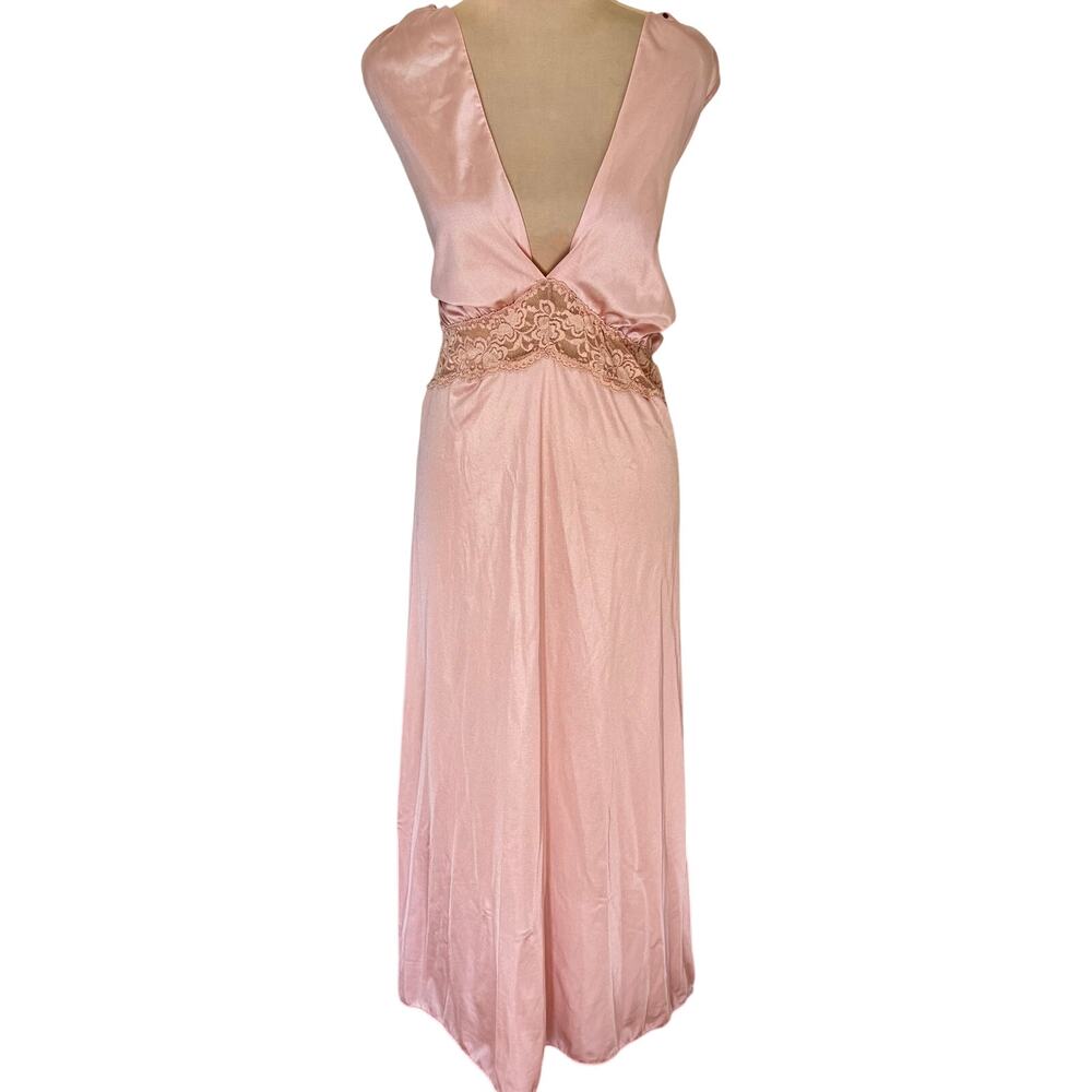 Vintage 80s Colesce Collection Shimmery Blush Nylon Lace Nightgown Glam Feminine